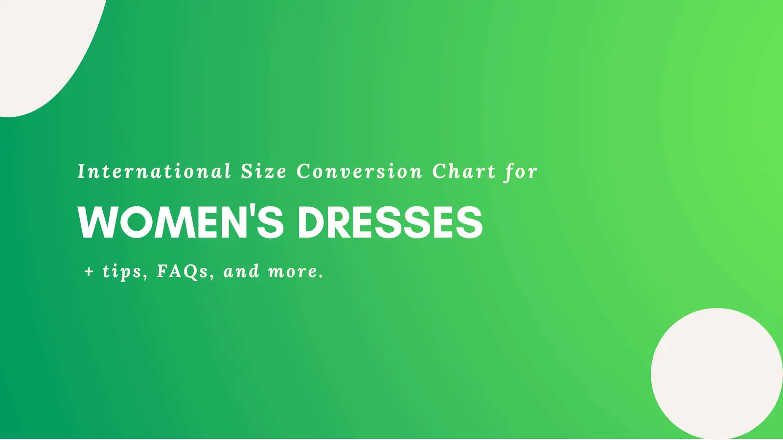 International Size Conversion Chart for Womens dresses