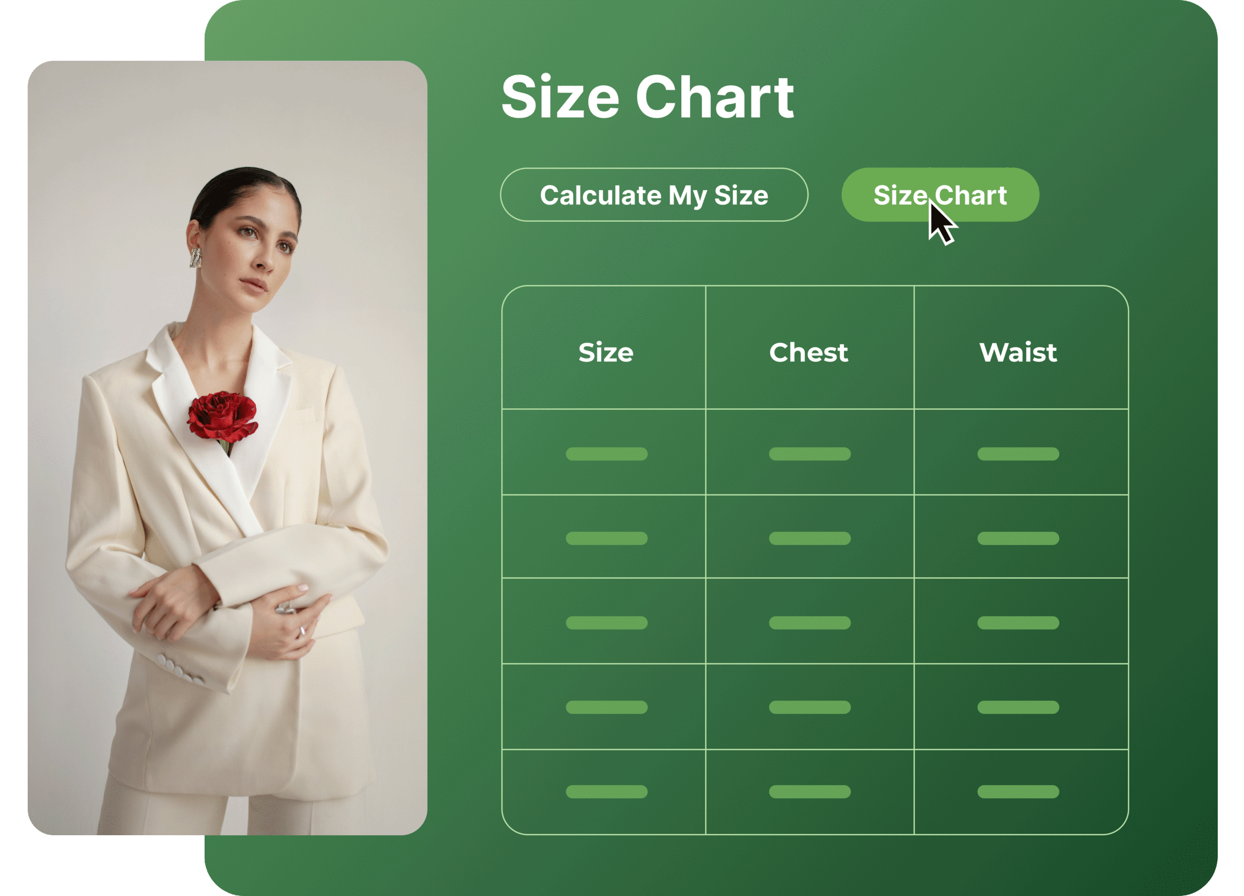 Kiwi Sizing Examples with size chart and recommendations
