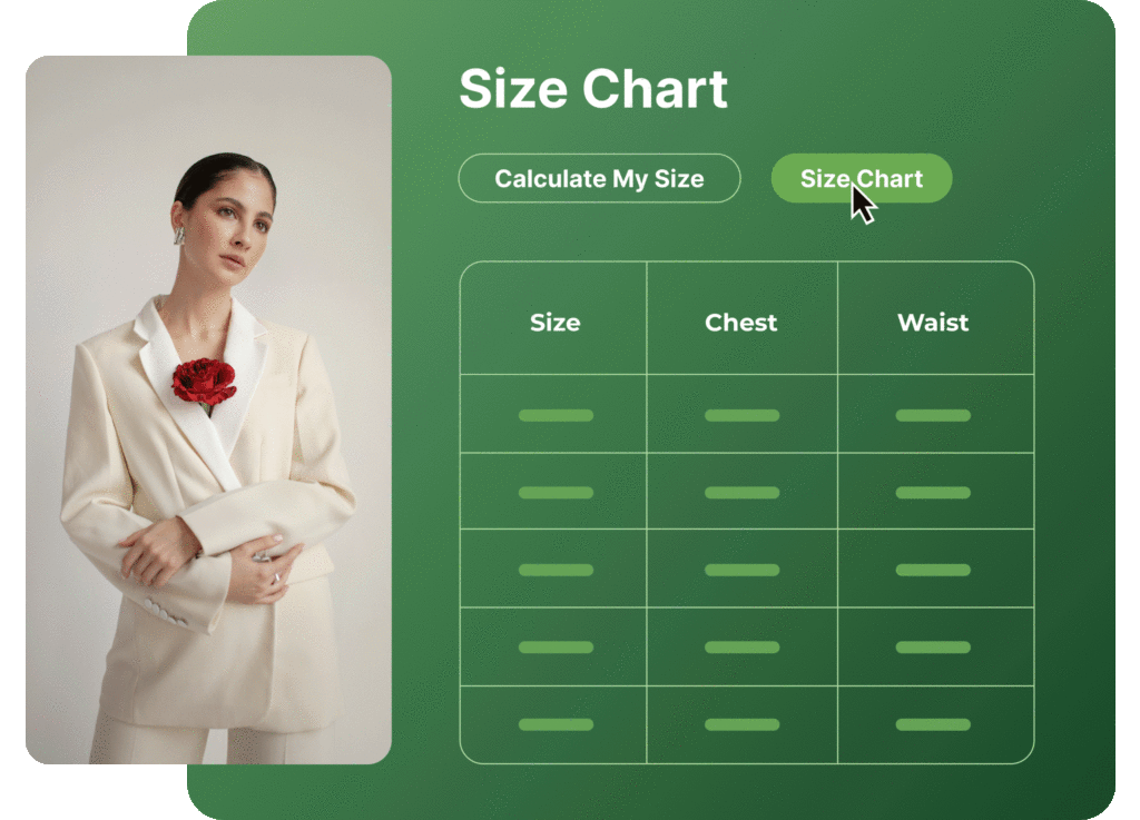 Petite size chart vs. regular helps shoppers make better decisions.