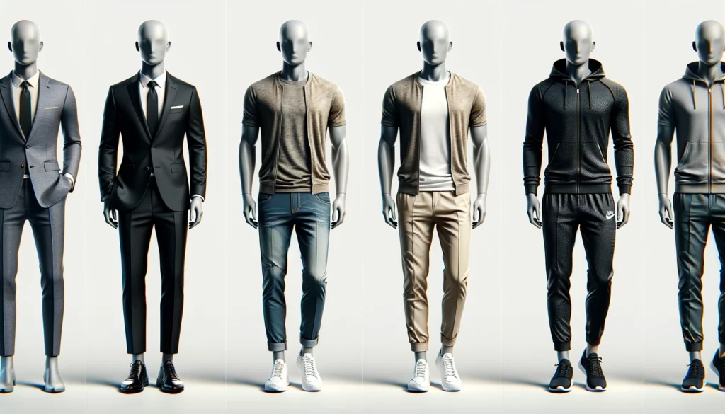 Several types of clothing, each with a different style number.